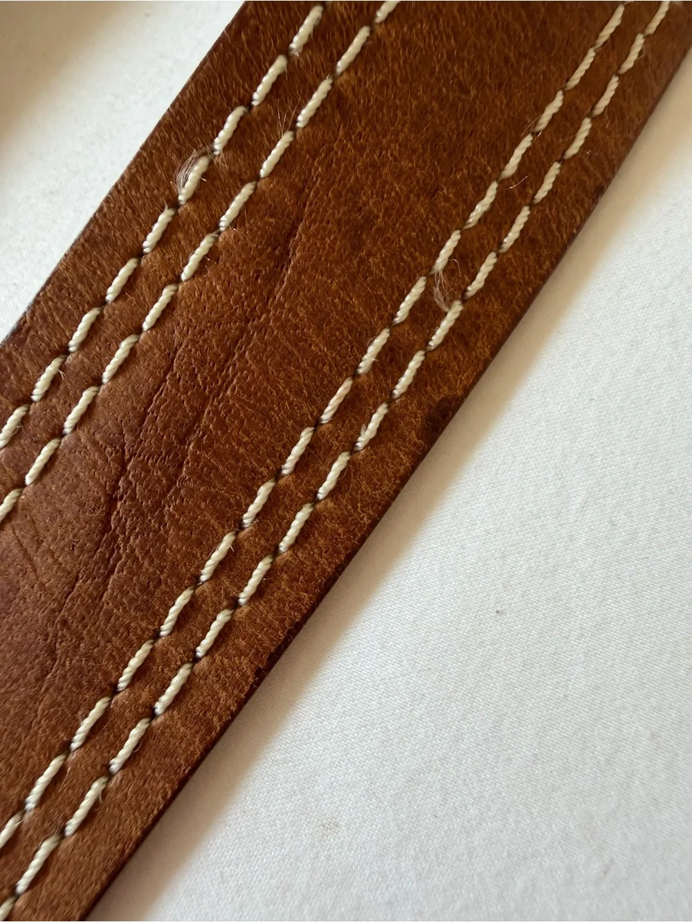 Brown Genuine Leather Belt w/ White Stitching Women’s Size Medium